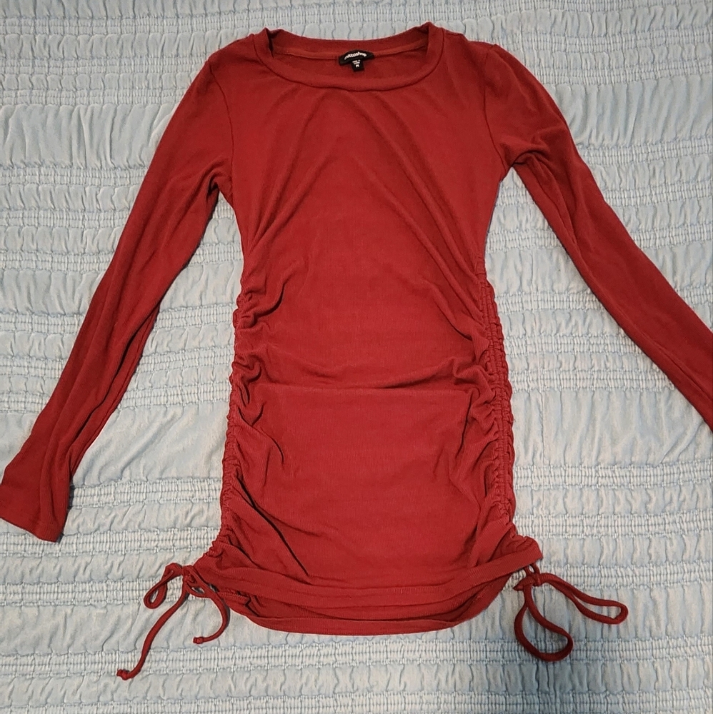 Mittoshop Dark Red Long Sleeve Mini Dress Size Medium